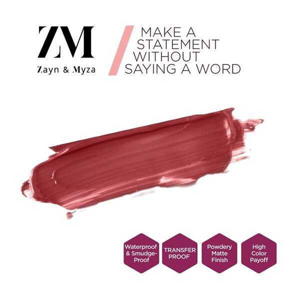 ZM Zayn Myza Vegan Transfer Proof Power Matte Lipstick Royal Maroon - Picture 3 of 9